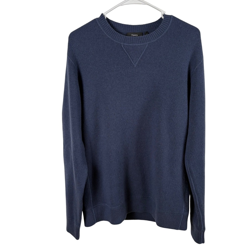 Theory 100% Cashmere Sweater Men's M Blue Alcos Crewneck Minimalist Quiet Luxury